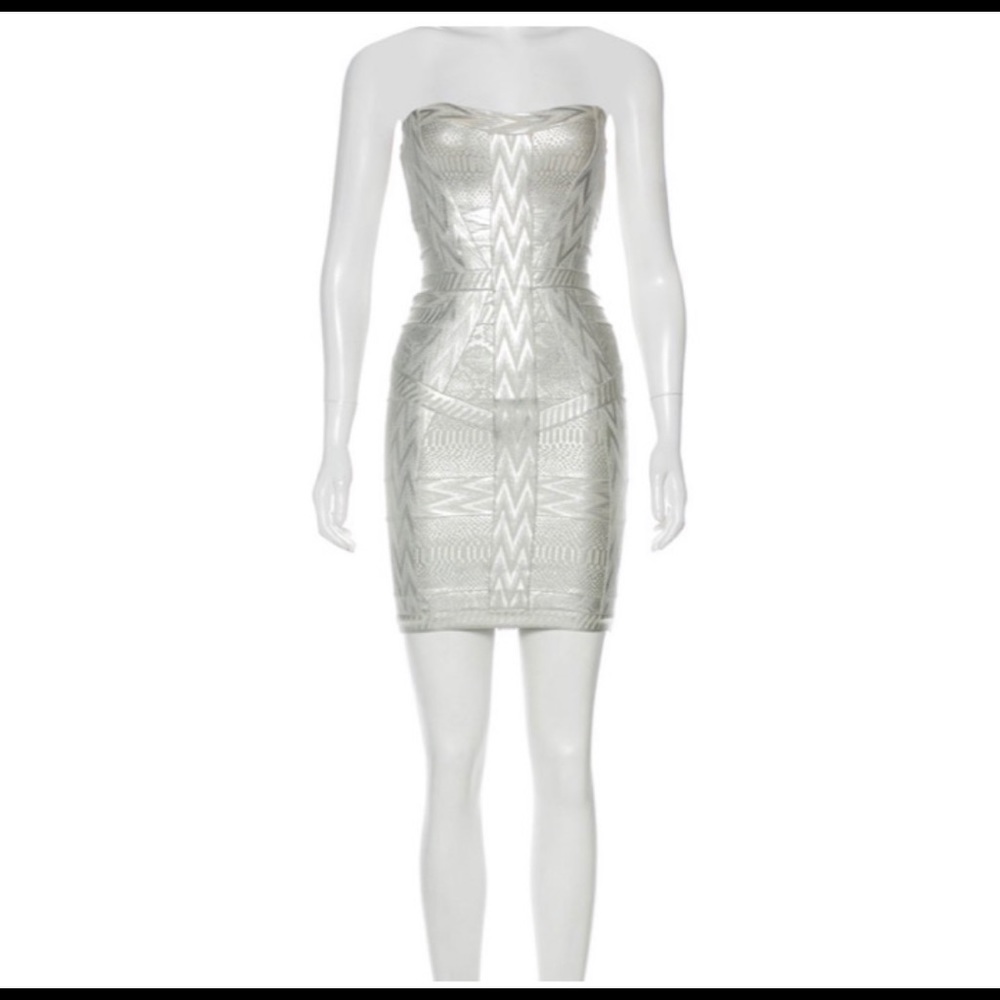 Herve Leger Metallic strapless bandage bodycon - Picture 2 of 7